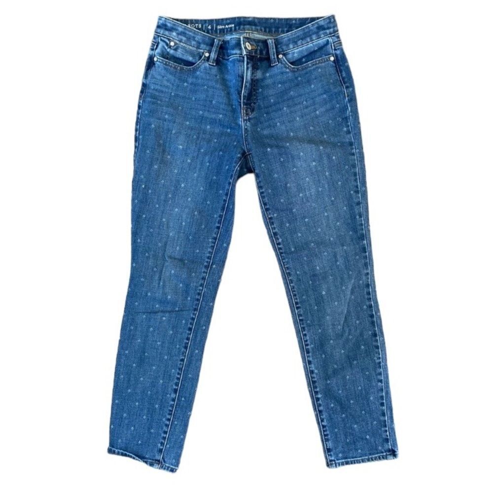 Talbots Flawless Slim Ankle Fit Tulip print Blue Jeans Size 4